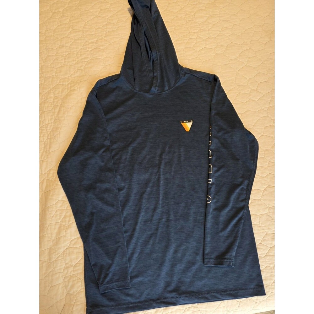 VISSLA Twisted Eco Hooded Long Sleeve Men Small Dark Navy Heather UPF Hoodie